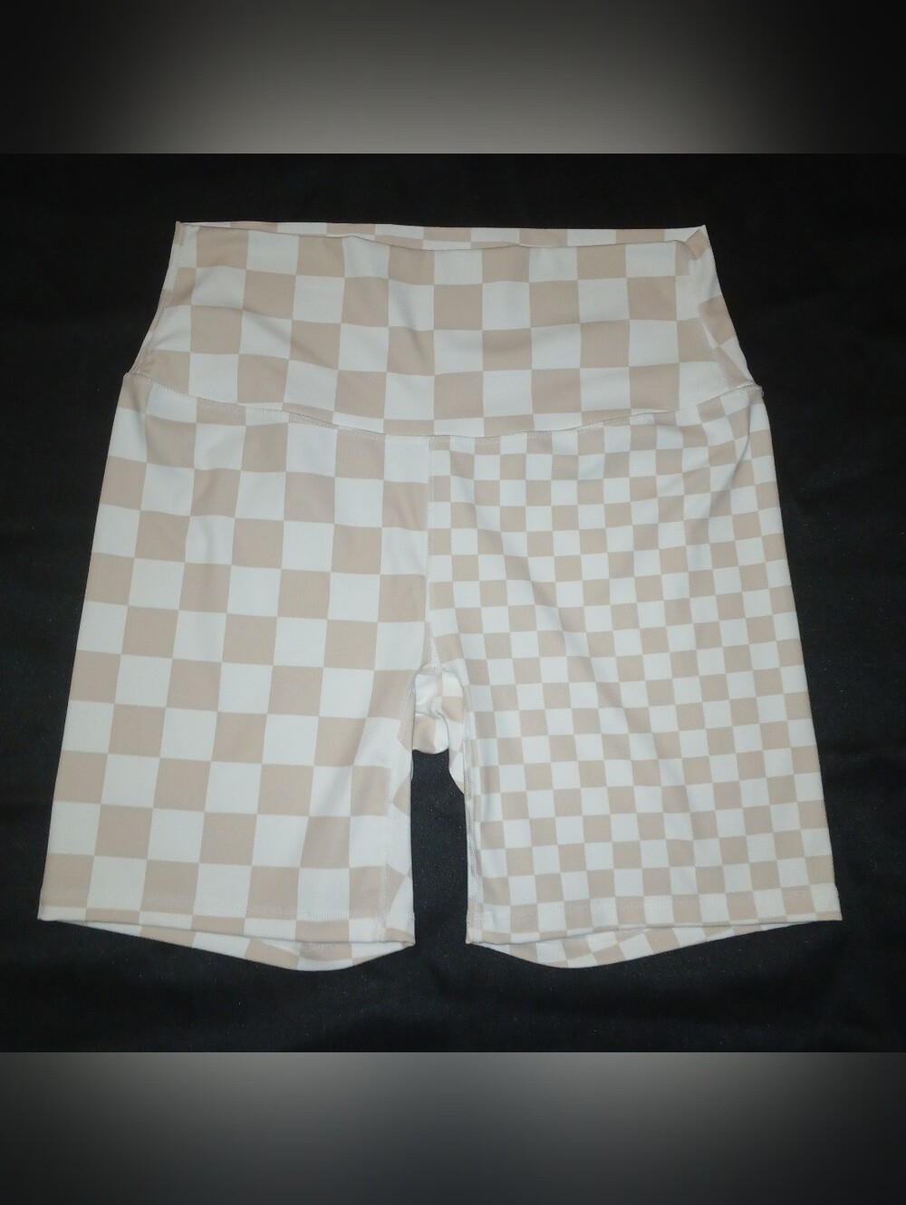 Jess Lea Womens Boutique High-Rise Beige & White Checkered Shorts